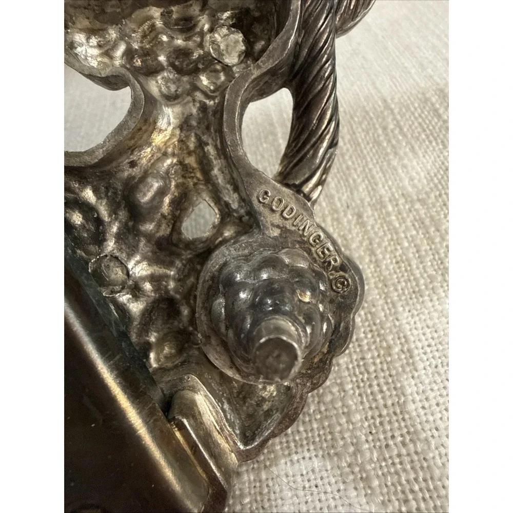 VTG‎ Grapevine Godinger Silver Art Co Green Marble Cheese Charcuterie Board 18